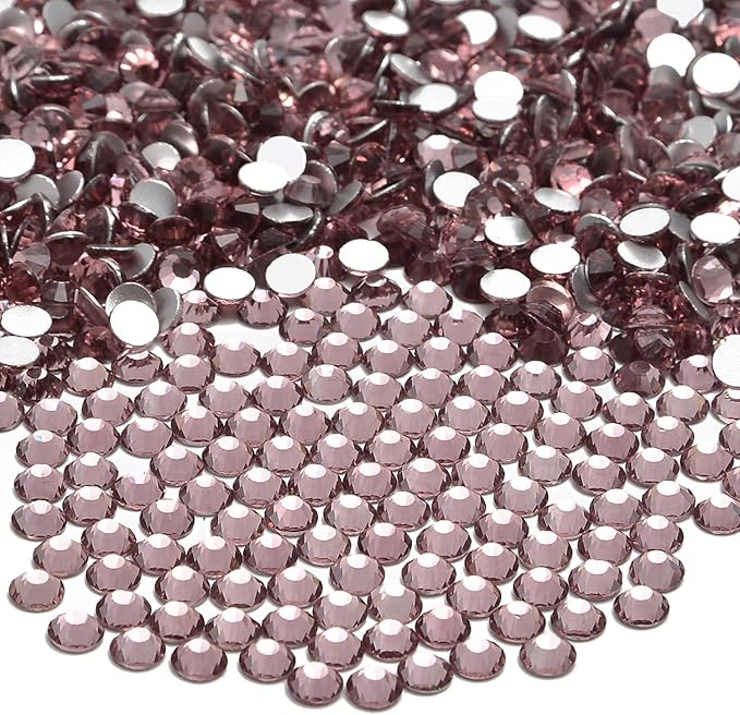 NCB 2000pcs Flatback Round Glass Nail Art Rhinestones Crystal for DIY Making Accessories Shoes, Clothes, Face Art, Bags, Manicure (Lt. Amethyst, SS8 2000pcs)