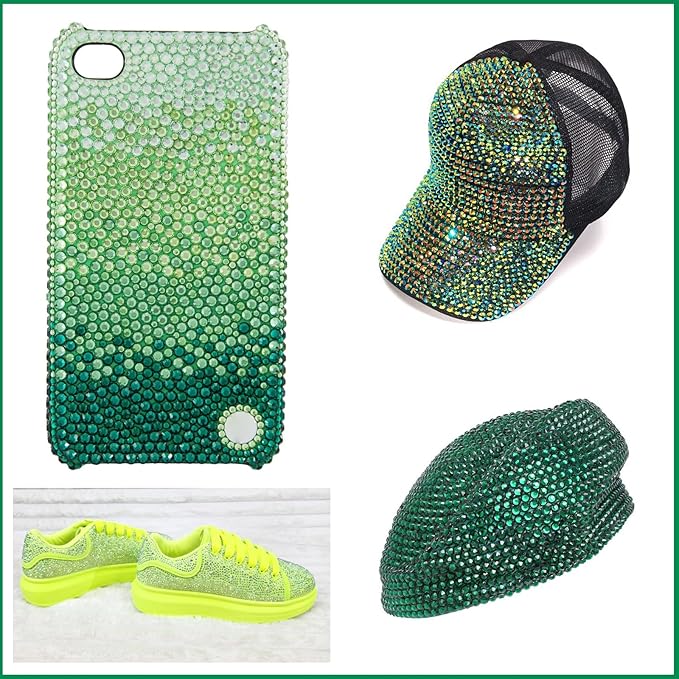 18000 Pcs 3D Green Resin Rhinestones for Crafting, Flatback Jelly Resin Bedazzled Rhinestones for Nails Art, 3-6 mm Crystal Nail Gems for Crafts Nails Eyes Makeup DIY Crafts Supplies