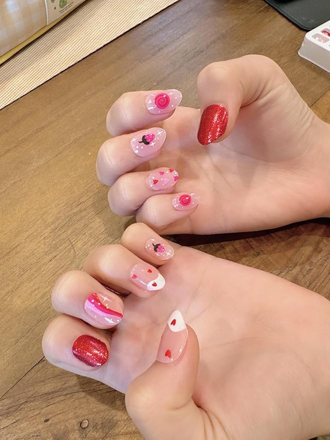 Press on Nails for Kids,tween Girls Trendy Stuff Fake Nails Kit,Pre-glue Glitter Stick on Nails for Kids 6-12 years old, Great for Girl Birthday Gifts,Parties&Makeovers Decoration