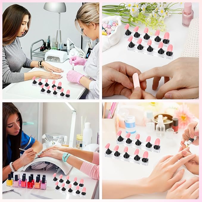 Nail Stand Nail Holder for Painting Nails 2 Sets Press on Nails Stand Display with 96 Pcs Reusable Adhesive Putty Clay Magnetic Acrylic Nailss Art Tools Accessories for Home DIY Salon Supplies Black