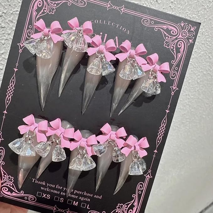 Halloween Press Claw on Nails Long Short Medium Curved Stiletto Handmade Gothic Design Horror Vampire False Nails Dragon Cat Claw Press on Nails Glossy Glue on Nail Thick Acrylic False Nails