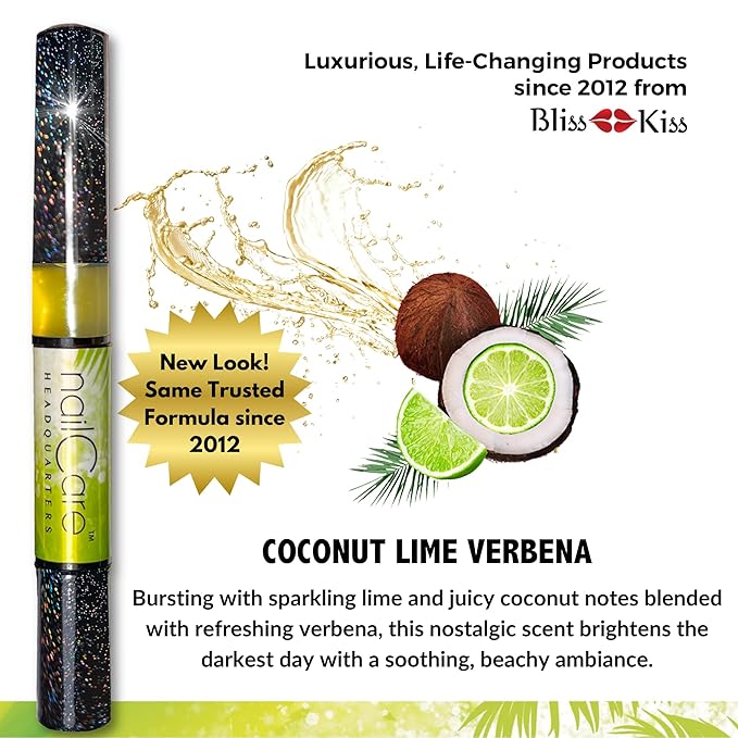 Nail Care Headquarters Simply Pure Cuticle Oil Pen for Nails - Nail Strengthener & Growth Oil and Serum for Damaged Nails, Hangnails w/Jojoba cuticle oil—Coconut Lime Verbena Fragrance