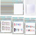 100 PCS Press On Nails Packaging Bag Holographic Nail Storage Bag and 100PCS Shiny White Pearl Card with 210 Pcs Pre-cut Nail Tape for Fasle Nail packaging Home Salon Business Use