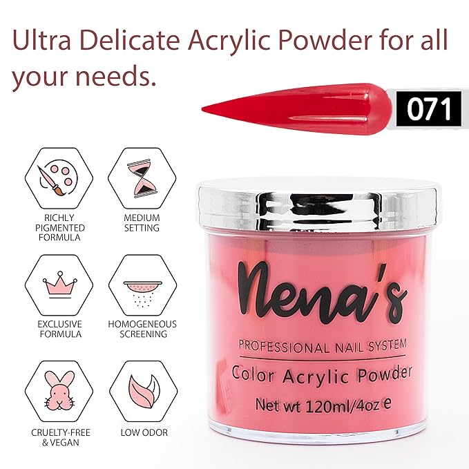 Nena's Superior Sculpting Powder Professional Acrylic Nail System wide color palette 4.0 oz (071)