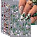 Christmas Nail Art Stickers, Self-Adhesive Green Santa Hat Snowflake Elk Xmas Tree Design for Holiday Nail Decals, Pegatinas Uñas Navidad DIY Decorations (6 Sheets)