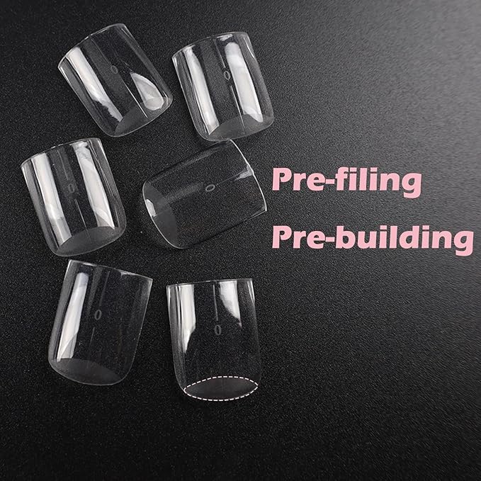 Short Square Nail Tips, 510Pcs Thick Straight Full Cover Fake Nails, Sharp Square Clear Press-On Nails French Acrylic False Nail Tips for Salon Home DIY 15 Sizes
