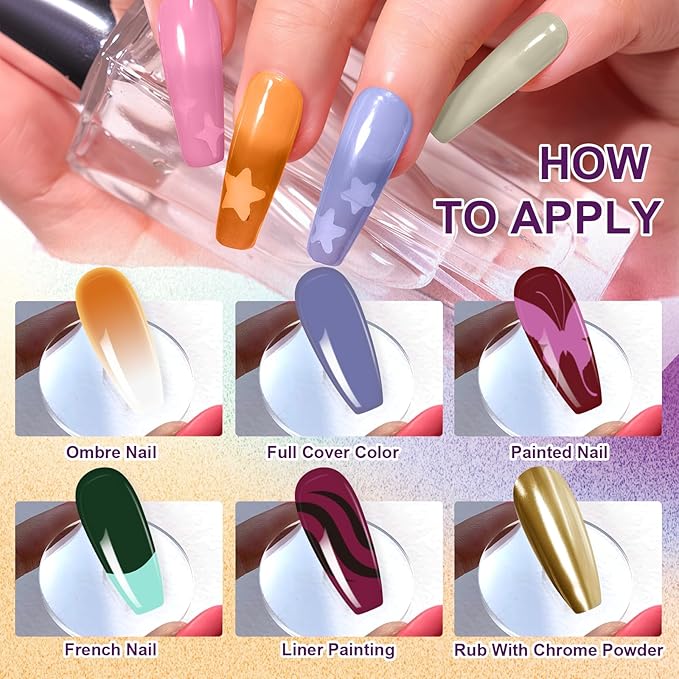 Gradient Gel Nail Set, 9 Colors Ombre Gel Nail Polish with 6 Aurora Multi-Purpose Brushes for Pigment Pat Nails French Manicure Nail DIY Painting Soak Off UV T Vintage Jewelry