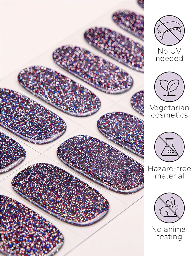 Nail Polish Strips – 32PCS UV Free Salon Quality Wraps, Long Lasting Gel Nail Stickers for Women (Garnet Glimmer)