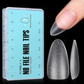 TOMICCA Almond Nail Tips - 450Pcs Acrylic Gel Nails Double-sided Matte Pre-Shaped Fake Nails, 15 Sizes Soft Full Cover Clear Gelly Press on Flase Nail Tips for Nail Extensions