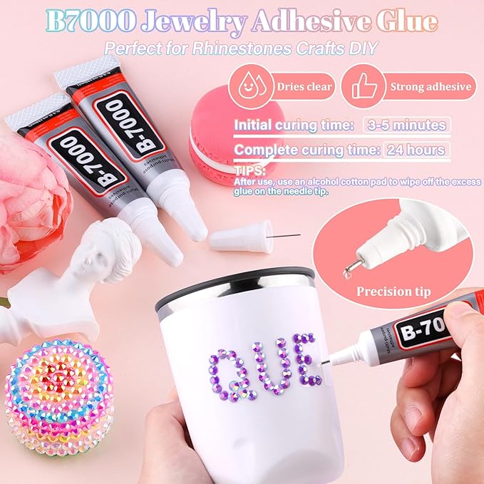 30000Pcs Resin Rhinestones for Bedazzling with B7000 Jewelry Glue, Dark Purple AB Flatback Gems Rhinestones for Crafting, Clothing Tumblers Mugs Shoes Fabric Decor Nail Art