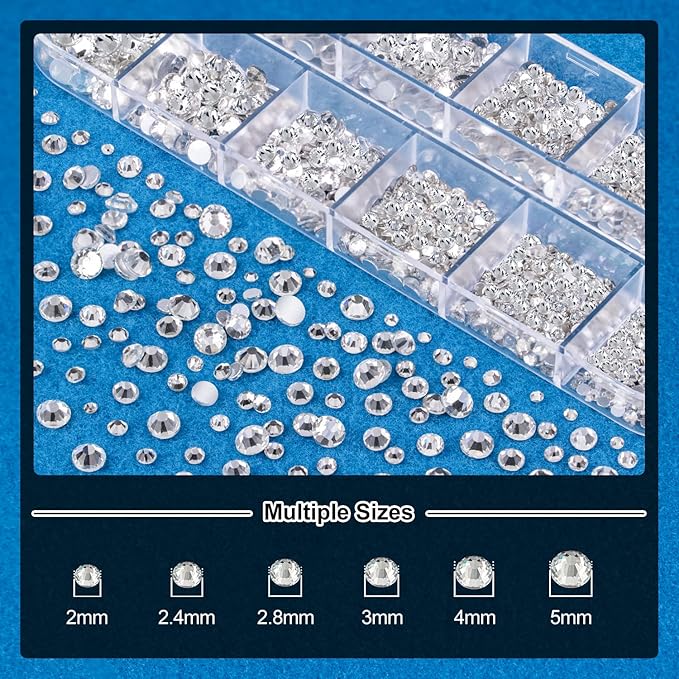 BELLEBOOST Nail Art Rhinestone Glue Gel&2 Boxes Flatback Gems Kit, 1 Tube of 15ml Rhinestone Gel Glue(UV/LED Needed)+Round Clear Gems+Flat-Back Half Round White&Beige Pearls with Pickup Tools