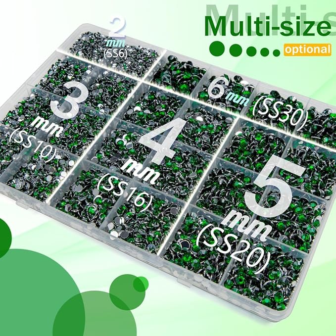 Emerald Green Crystal Resin Rhinestones w B7000 Glue for Bedazzling Crafting 2mm-6mm Flatback Stones Diamonds Crystals Gems Bedazzler Kit for Nails Face Eyes Makeup Tumblers Bottles DIY Crafts
