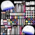 58PCS Acrylic Nail Kit for Beginners with Everything, 3 Colors Professional Acrylics Powder with Drill and U V Light 24pcs Glitter Decoration Complete Acrylic Nail Set Home Salon Design Gift Set