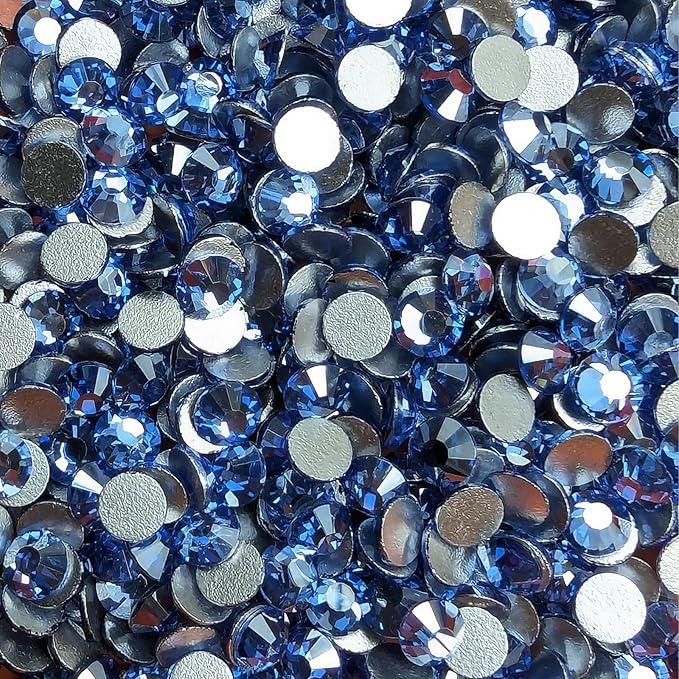 Genie Crystal SS20 Ice Light Sapphire Flatback Rhinestones 1440pcs, White-Film Coated Blue Rhinestone, Non-Hotfix for Nail Art, DIY Crafts, Tumblers, Clothes, Shoes, Phone Case
