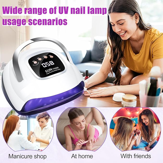 LKE UV Nail Lamp, 72W LED Nail Lamp Nail Dryer Light for Nails with 3 Timer Setting & LCD Touch Display Screen for Home and Salon Use (B-White)