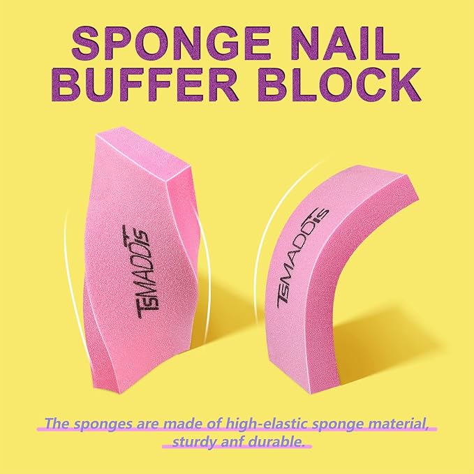 TsMADDTs Nail Files and Buffers Set with 6 pcs Rectangular Buffers and 6 pcs Black 100 180 Grit Files, Professional Nail Care Tools Kit for Women and Girls