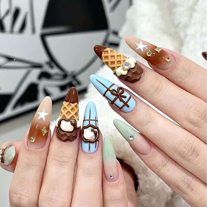3D Waffles Gel Nail Art Mold Arts Resin Biscuit Molds for Accessories Supplies Dessert Silicone Tools Nails Style