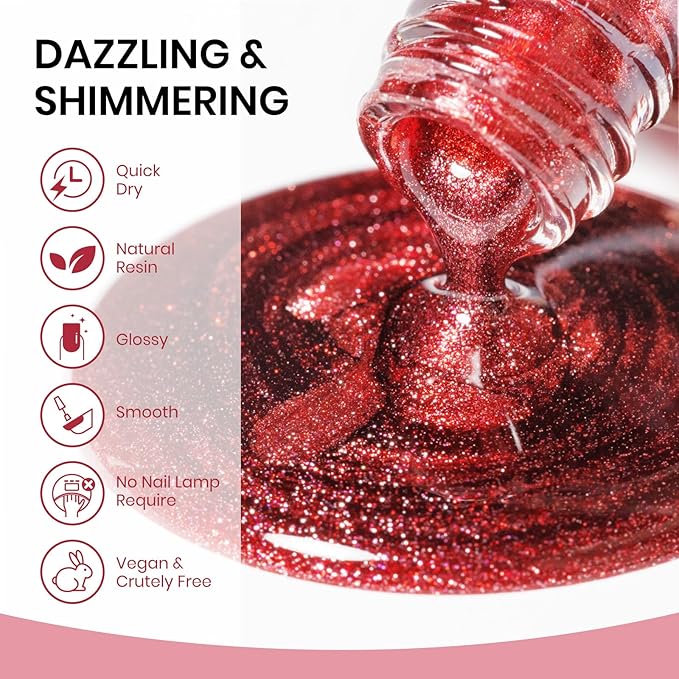 Burgundy Cat Eye Nail Polish Non Gel, Quick Dry Magnetic Nail Polish for Fingernail Air Drying Fast Lacquer, Chip Resistant, Vegan, Fast Drying, Long Lasting16ml/0.54fl oz
