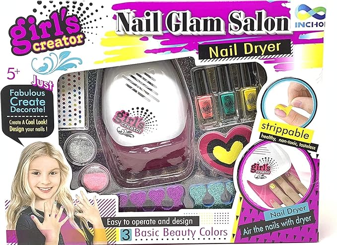 Nail Polish Set for Kids, Nail Glam Salon, Emoji Pedicure and Manicure Kit, Nail Kit for Girls