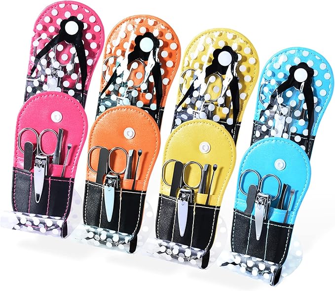 Manicure Sets Polka Dot Flip Flop Nail Clippers Nail Kits for Girls Birthday Party Supplies Pack of 8