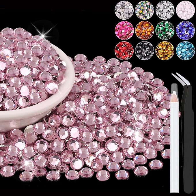 1500PCS 6mm Resin Rhinestones in Bulk (Light Pink), Bedazzling Flatback Crystals Rhinestones for Crafting DIY Nail Decoration, Gems Diomand Charms for Tumbler Shoes Clothing Fabric