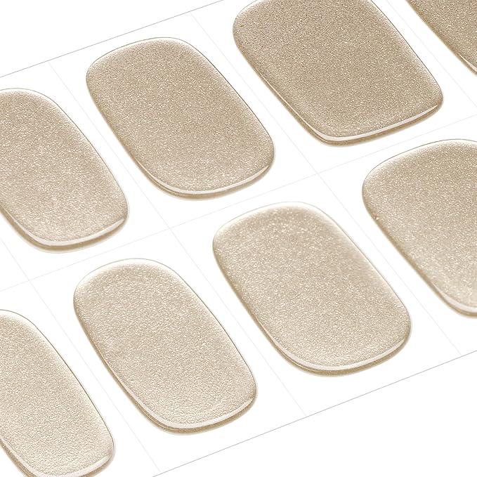 DANNI & TONI Semi Cured Gel Nail Strips Champagne Gold (Golden Veil) Mirror Gel Nail Wraps UV Nails 28 Stickers