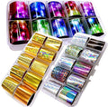 30 Sheet Holographic Transfer Nail Foil Stickers Starry Sky Nail Art Foils Sticker Wraps Metallic Gold Silver Laser Transfer Nail Decals for Manicure Design Decor(Holographic Starry)