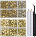 Bymitel Hotfix Crystal Rhinestones Round Gems for Crafts,Mixed 6 Sizes with Wax Pencil Kit, Jonquil 1.6-6.3mm SS4-SS30/8000pcs