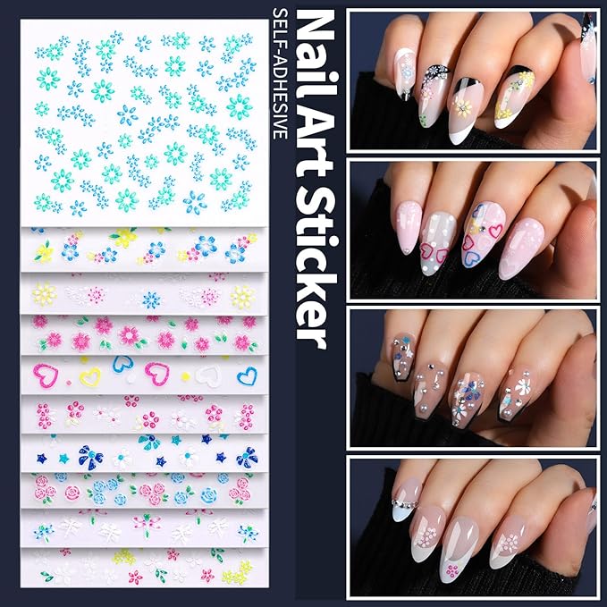 FANDAMEI Nail Art Brushes Set, Nail Art Kits, 3D Nail Charms Nail Design Tools Kit, Nail Set for Beginners ,Nail Dotting Tool, Nail Rhinestones,Chrome Nail Powder,Nail Stickers Nail Art Decoration Kit