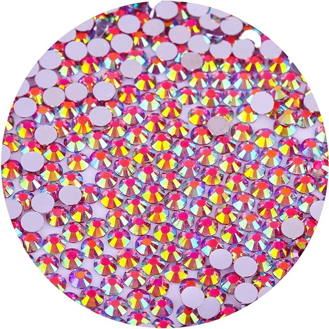 4500 Pcs SS6 2mm Flatback Rhinestones for Nails Art Crafts Glitter Round Gems AB Crystals DIY Clothes Shoes （Dark Rose Red AB）