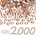 2000PCS Golden Shadow Rhinestones Bulk, Flat Back Crystal Glass Stone Round Gems,SS30, 6.4-6.6mm