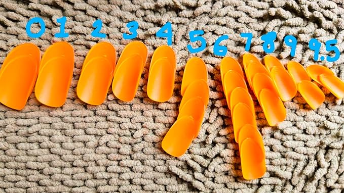 Orange Press on Nails Medium, False Acrylic Nails Press Ons,Jelly Fake Nails,Natural Petite Glue on Nails,Stick on Nails for Women Girls in 30 PCS
