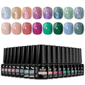 MTSSII Nude Pink Rose Red Green Blue Gel Nail Polish 18 Pcs Set Silver Yellow Pink Purple Glitter Gel Nail Polish with Base Gel Set Glitter Polish Kit for DIY Nail Art Women Gifts