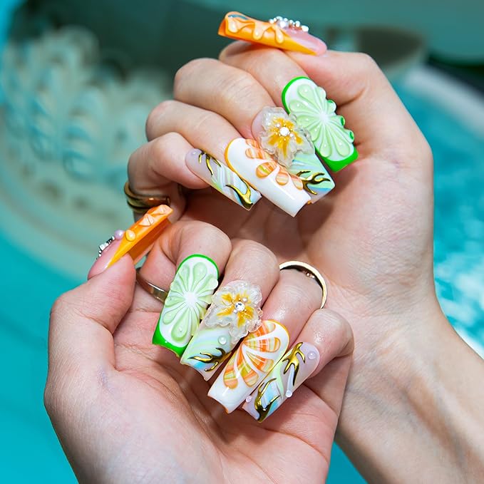 LOVFUL Short Press on Nails Juicy But | Handmade Acrylic Press ons | Reusable Fake False Nails | Square Classic Regular 1.3in | H605-M