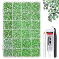 Light Green Crystal Resin Rhinestones w B7000 Glue for Bedazzling Crafting 2mm-6mm Flatback Stones Diamonds Crystals Gems Bedazzler Kit Charms for Nails Face Eyes Makeup Tumblers Bottles Crafts