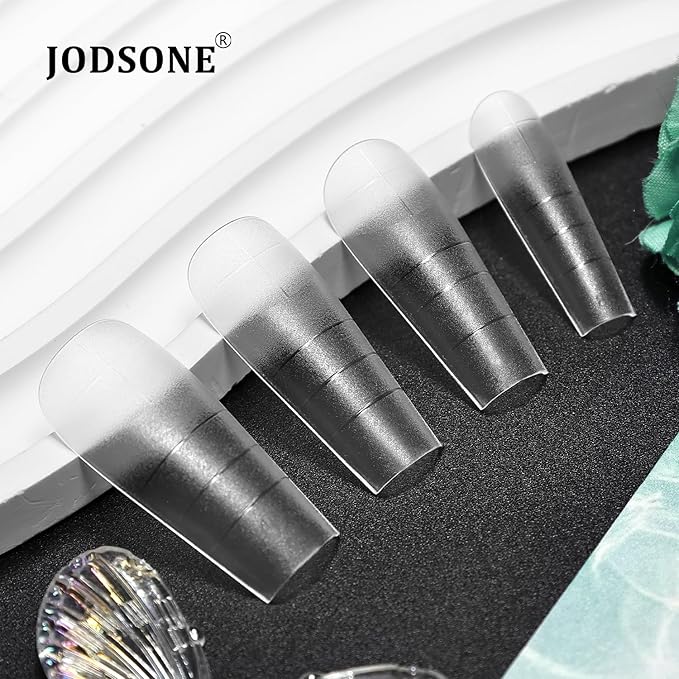 JODSONE Square Nail Tips Full Cover Gel Nails 12 Sizes 360Pcs No Curve Extra Long Straight Curved Fake Tapered for Salon Design DIY at Home