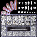 12 Types of 600 White Diamonds + 2500 Flat Rhinestones Mix 20 Styles Flatback DIY Crafts Rhinestone Crystals 3D Ornament‌s Flat Back Stones Set + Tweezers + Drill Pen