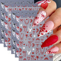 6Sheets French Tip Nail Art Stickers 3D Self Adhesive Valentines Nail Decals French Bow Nail Stickers Star Flower Bow Nail Design Heart Nail Supplies Decorations for Women Valentines Manicure