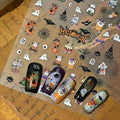 Halloween Nail Stickers 3D Self Adhesive Cute Ghost Nail Art Stickers 5D Embossed Spider Nail Decals Spider Web Nail Art Supplies Bat Holiday Nail Design for Women Girls 1 Sheets