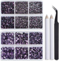 Bymitel Hotfix Crystal Rhinestones Round Gems for Crafts,Mixed 6 Sizes with Wax Pencil Kit, Tazanite 1.6-6.3mm SS4-SS30/8000pcs
