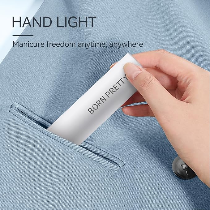 Born Pretty Mini U V Nail Lamp,Handheld Gel Polish Dryer,USB Rechargeable & Eye-Safe,Quick Cure for Gel Nails, Rhinestone Glue & Nail Art,Lightweight & Travel-Friendly