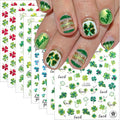 St. Patrick's Day Nail Stickers for Nail Art 3D Spring Shamrock Nail Art Stickers Self Adhesive Holographic Four Leaf Clover Nail Decals Irish St. Patrick's Day Design Stickers Supplies for Women 8Pcs