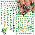 6 Sheets St. Patrick's Day Nail Art Stickers 3D Self Adhesive Green Shamrock Nails Stickers Rainbow Golden Jar Coin Design Irish Nail Decals Nails Art Supply for St. Patricks Day Manicure Decoration