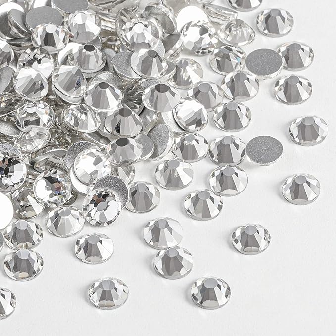 Beadsland Flat Back Crystal Rhinestones Round Gems for Nail Art and Craft Glue Fix, Crystal, 10mm, SS50/144pcs