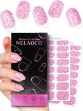 Nail Polish Strips – 32PCS UV Free Salon Quality Wraps, Long Lasting Gel Nail Stickers for Women (Pink Marble)