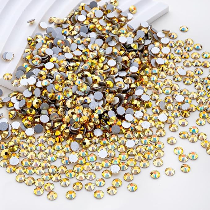 Flatback Rhinestones Bulk, 14400PCS Shiny Sunlight Rhinestones for Clothes DIY Decoration Crafts, Shiny Sunlight, SS10, 2.7-2.9mm