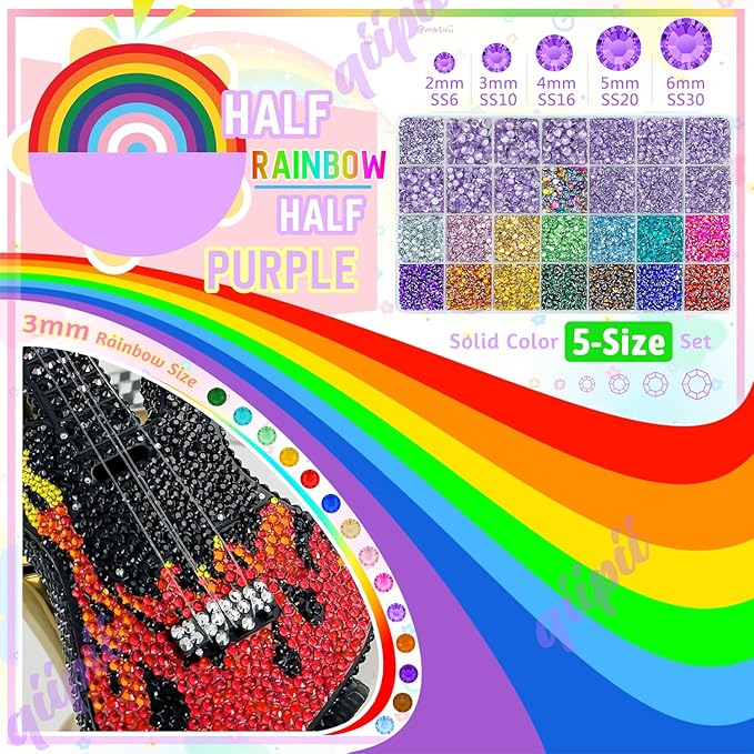 28 Grids Amethyst Purple 2mm-6mm Resin Rhinestones w B7000 Glue for Bedazzling Crafting Colorful Flatback Stones Diamonds Crystals Gems Bedazzler Kit for Nails Face Eyes Makeup Tumblers Crafts