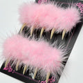 Halloween Press on Nails Luxury Medium Stiletto Handmade Eagle Claw Unique Reusable ABS Material Curved Fake Nails Dragon Cat Claw False Nails with Pink Fur Glossy Glue on Nail Thick Acrylic Nail(S)