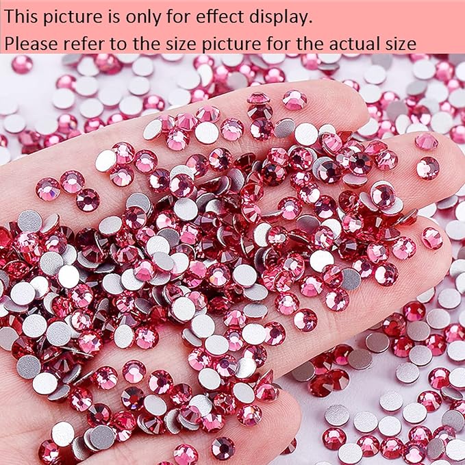 Dowarm 1440 Pieces SS10 Flatback Crystal Rhinestones for Craft Nails Dance Costumes, Flat Back Nail Crystals, Non Hotfix Rhinestones (SS10 / 2.8MM, Rose)