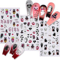 5D Self-Adhesive Nail Stickers for Halloween Nail Decals: DIY Nail Art Design with Bat, Ghost, Pumpkin, Spider Web, Witch, Skull, Bones, etc. Ideal for Halloween Party Supplies for Women (Pink)